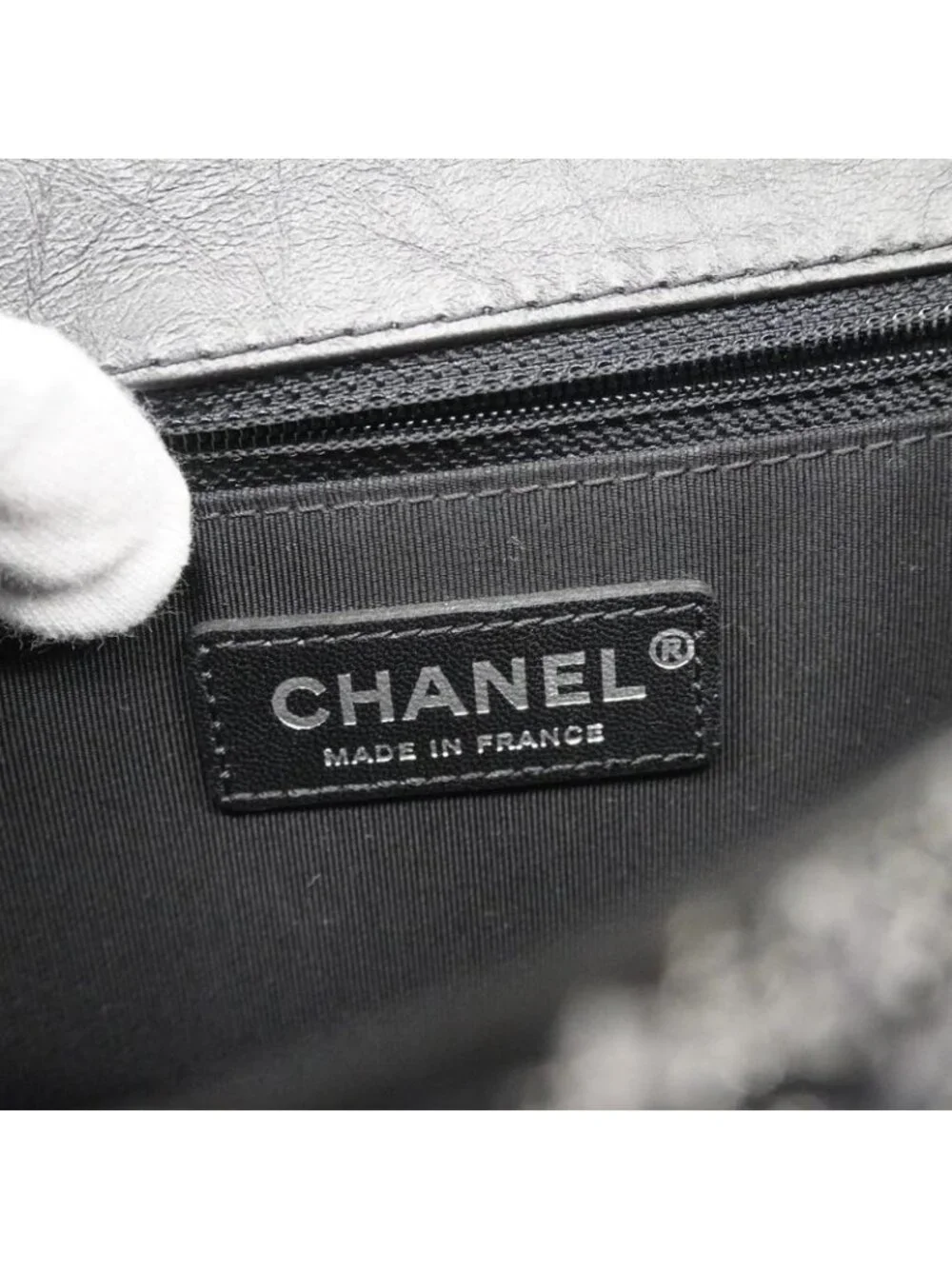 Chanel Handbag Black Gray Silver 2-Way Bag - Picture 5 of 10